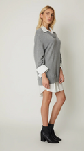 Load image into Gallery viewer, JS71 Sweater Nicholas Dress with White Trim Grey