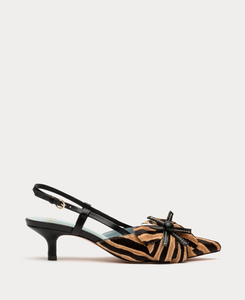 Frances Valentine Flower Kitten Heel Zebra Haircalf