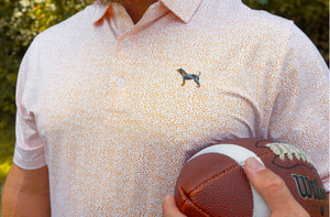 Volunteer Traditions Splash Bluetick Polo Orange/White