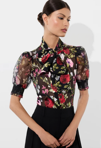 Alice & Olivia Brentley Puff-Sleeve Floral Dreams