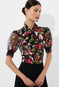 Alice & Olivia Brentley Puff-Sleeve Floral Dreams