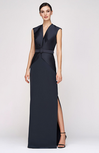 Kay Unger Browyn Column Gown Navy