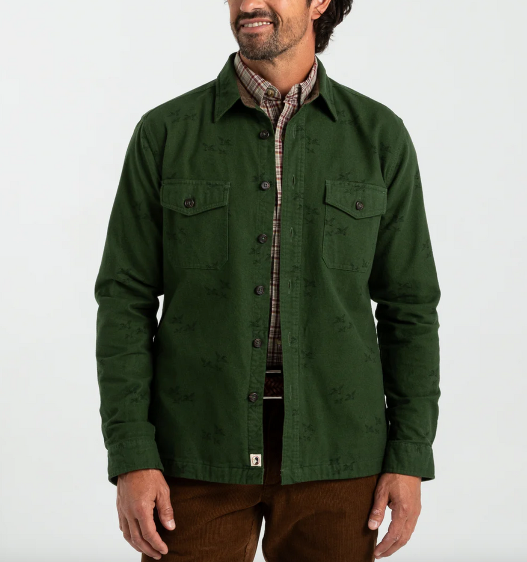 Duck Head Slater Moleskin Overshirt Green