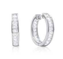 Load image into Gallery viewer, Crislu Baguette Hoop Earrings in Platinum