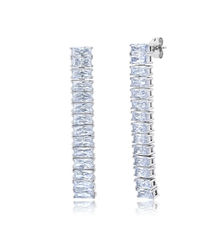 Crislu Baguette Cut Linear Converting Earrings