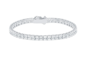 Crislu Classic Princess Tennis Bracelet Finished in Pure Platinum