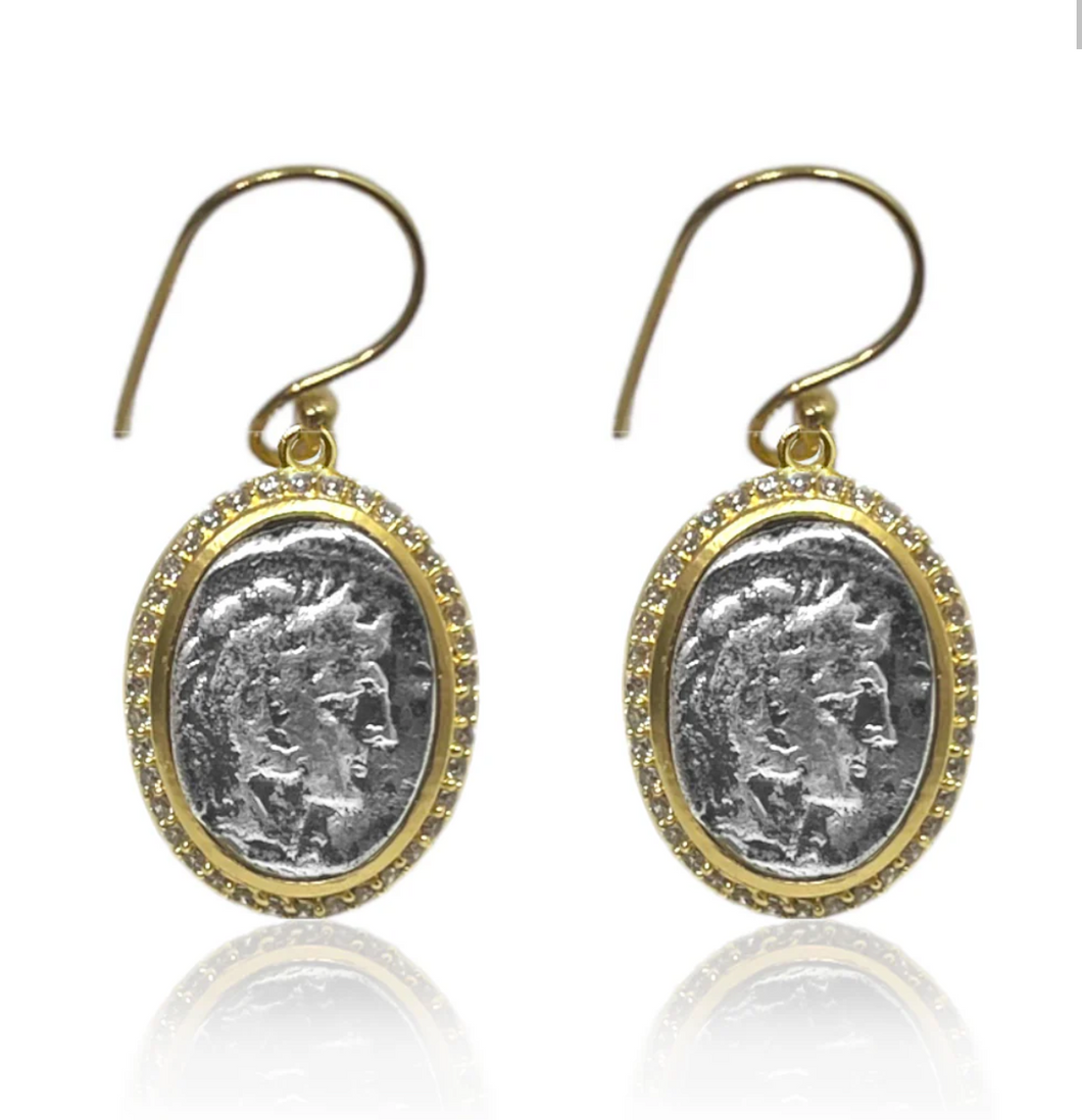 Tat2 Mixed Metal Moneta Coin Earring