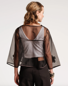 Frances Valentine Parker Short Swing Jacket Mesh Organza Black