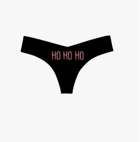 Commando Thong with Appliqué Ho Ho Ho