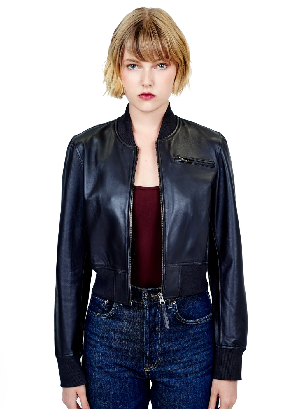 Jakett Collins Washed Leather Jacket Black