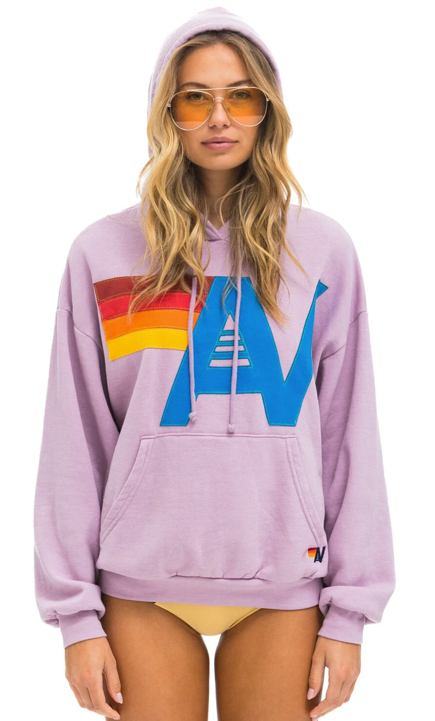 Aviator Nation Stitched Pullover Hoodie Mauve