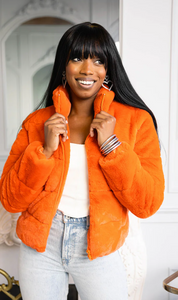 Buddy Love Noella Faux Fur Jacket Cayenne Orange