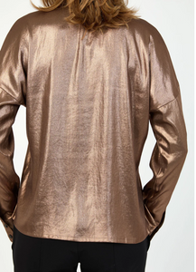 HILTON HOLLIS Foiled Satin Shirt Blouse Copper