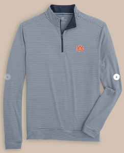 Southern Tide 1/4 Zip Stripe Navy Auburn