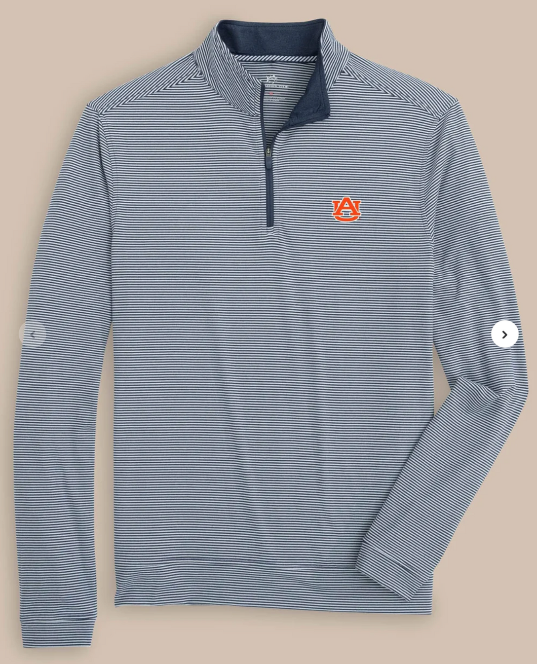 Southern Tide 1/4 Zip Stripe Navy Auburn