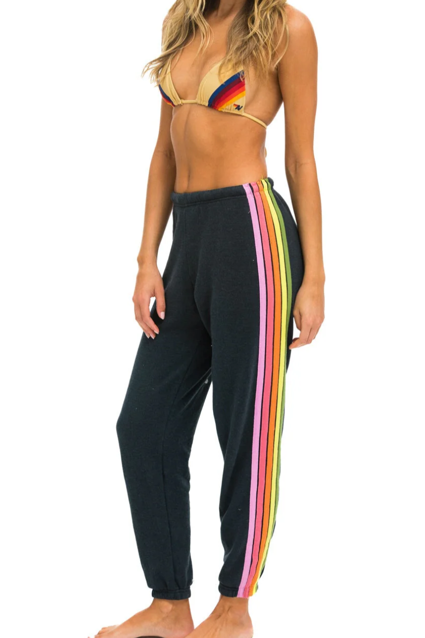 Aviator Nation 5 Stripe Sweatpants Charcoal