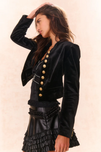 Love Shack Fancy Pendine Velvet Military Jacket