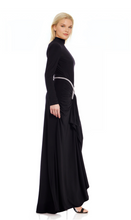 Load image into Gallery viewer, Jewel by Badgley Mischka Christina Long Sleeve Belted Gown Black