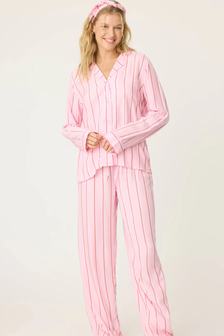 PJ Salvage Hype Stripe PJ Set Candy Pink