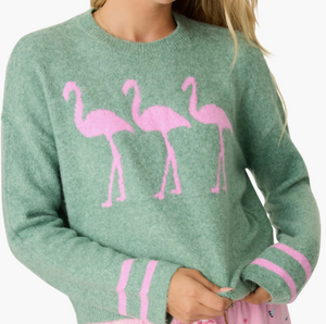 P.J.Salvage Fun Flamingo Sweater Olive