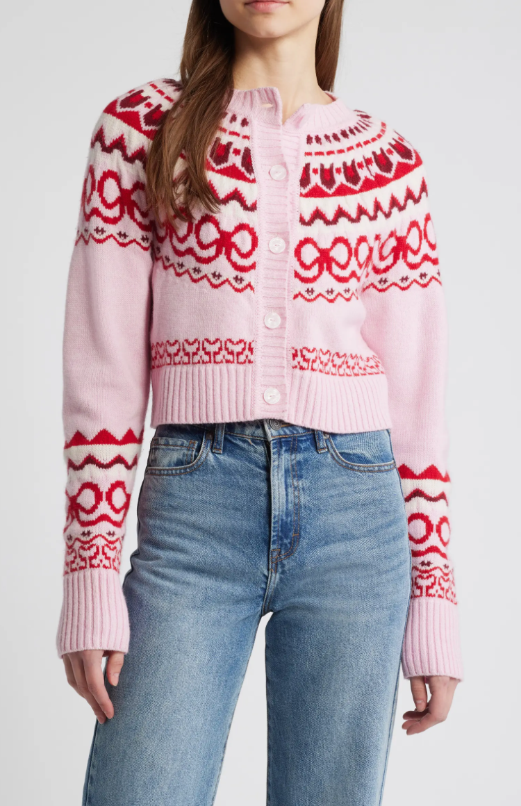 LSF Shantae Fair Isle Cardigan Cherry Jubilee – The Blue
