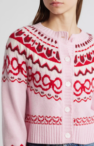 Love Shack Fancy Shantae Fair Isle Cardigan Cherry Jubilee