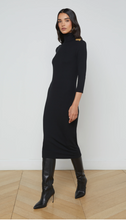 Load image into Gallery viewer, L&#39;Agence Violetta Turtleneck Knit Dress Black