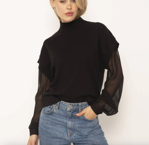 CPW Cece Balloon Sleeve Top Black