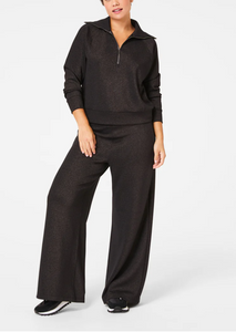 Spanx Air Shimmer Wide Leg Pant Black