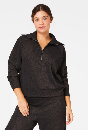 Spanx Air Shimmer 1/2 Zip Black