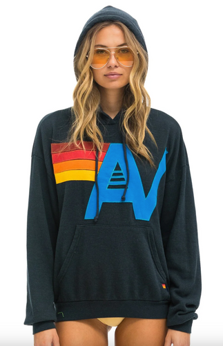 Aviator Nation Logo Stitch Relaxed Hoodie Charcoal