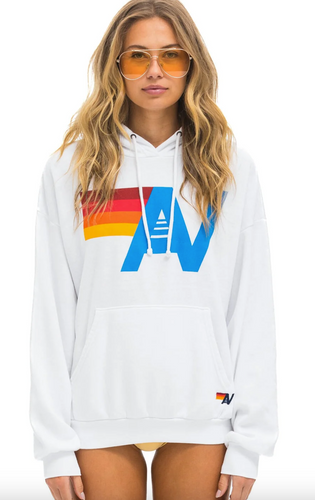 Aviator Nation Logo Stitch Relaxed Hoodie White