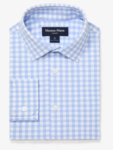 Mizzen + Main Leeward LS Dress Shirt Light Blue Gingham