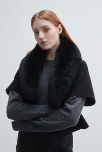 Pissenlit Fur Collared Jacket Black