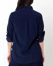 Load image into Gallery viewer, KR The Mia Ruffle Shirt Navy