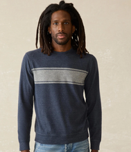 Load image into Gallery viewer, Faherty Legend Stripe Sweater Crew Navy