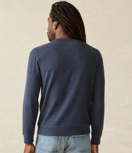 Faherty Legend Stripe Sweater Crew Navy