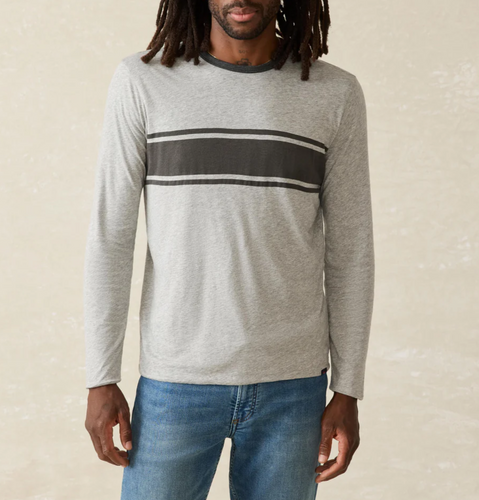 Faherty Cloud Reversible Crew Charcoal Heather