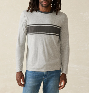 Faherty Cloud Reversible Crew Charcoal Heather