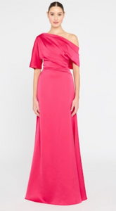 Theia Remi Draped Gown Passionfruit