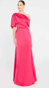 Theia Remi Draped Gown Passionfruit