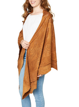 Load image into Gallery viewer, TBC Suzette Suede Shawl Caramel