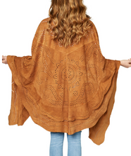 Load image into Gallery viewer, TBC Suzette Suede Shawl Caramel