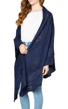 Load image into Gallery viewer, TBC Suzette Suede Shawl Navy