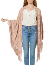 Load image into Gallery viewer, TBC Fringed Suzette Suede Shawl Rose