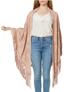 TBC Fringed Suzette Suede Shawl Rose