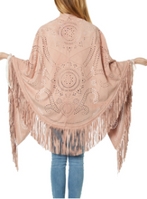 Load image into Gallery viewer, TBC Fringed Suzette Suede Shawl Rose