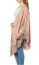 Load image into Gallery viewer, TBC Fringed Suzette Suede Shawl Rose