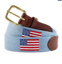 Load image into Gallery viewer, Smathers &amp; Branson Men&#39;s Belt American Flag  Light Blue