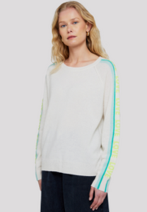 Brodie Love Sweater White/Aqua